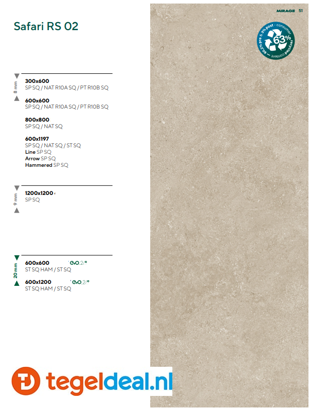 Mirage ReStone SAFARI RS02 Spazzolato BYS2, 30x60 cm 