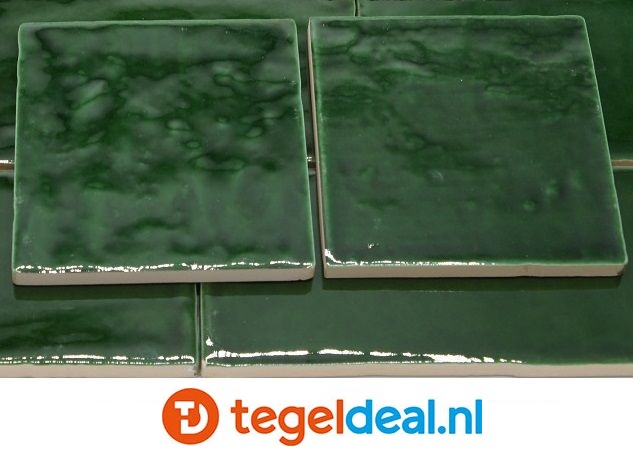 ACTIE - OP=OP EMERALD GREEN, 10x10 cm, handvorm wandtegels - OP VOORRAAD  