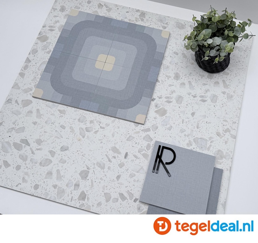 Revoir Paris, Re-Bel, Blanc, 60x60 cm, terrazzo-look tegels
