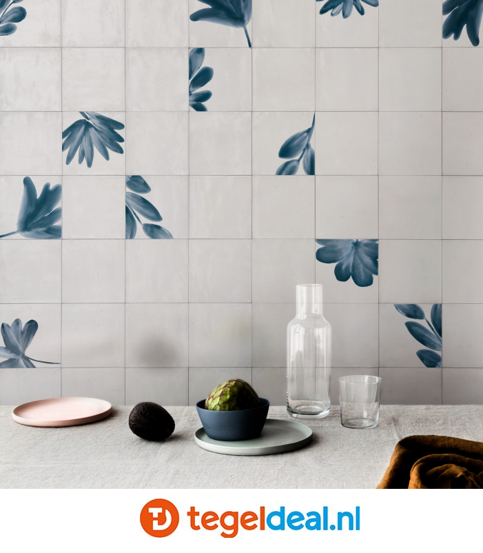 Marazzi Rice BIANCO, 15x15 cm Decoro Blossom M9JA, handvorm wandtegels