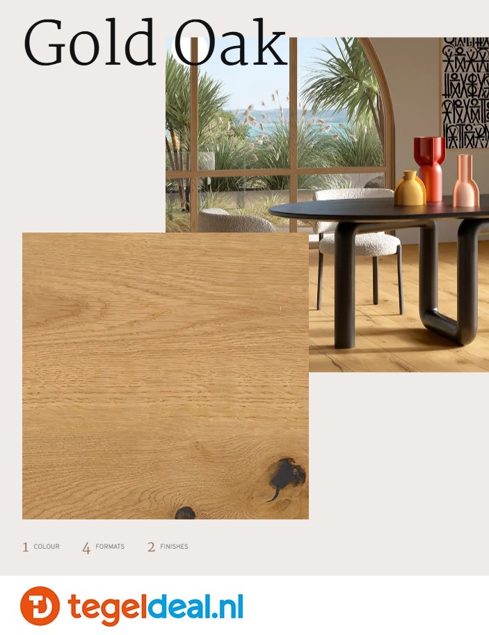 Revigres, Brown Oak, Gold Oak, Pine Wood en Dibetou, houtlook tegels 