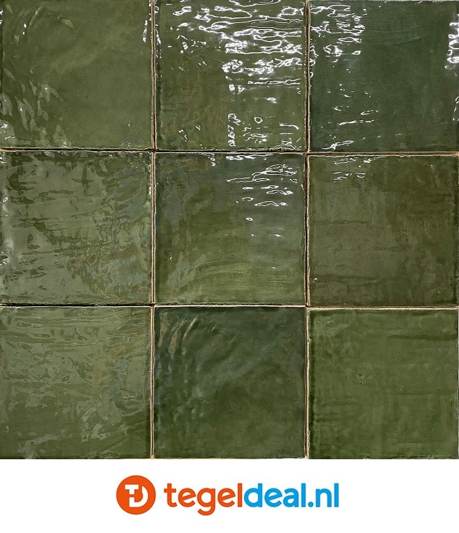 Equipe, La Riviera BOTANICAL GREEN, 13,2x13,2 cm, art. 25860, handvorm wandtegels